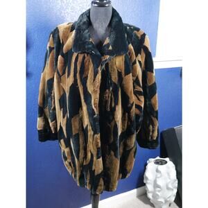 Private Label Black and Brown Sheared Beaver Stroller Coat